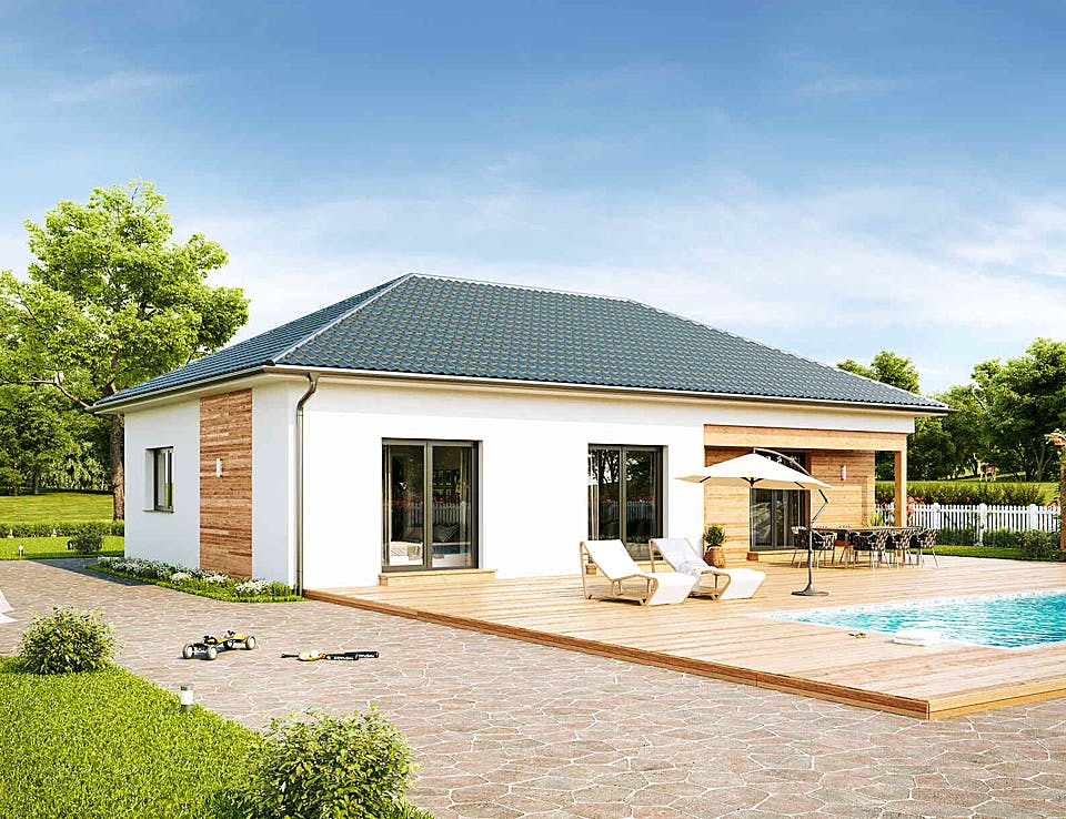 Fertighaus Family Compact von Vario-Haus - Deutschland Schlüsselfertig ab 327960€, Bungalow Außenansicht 2