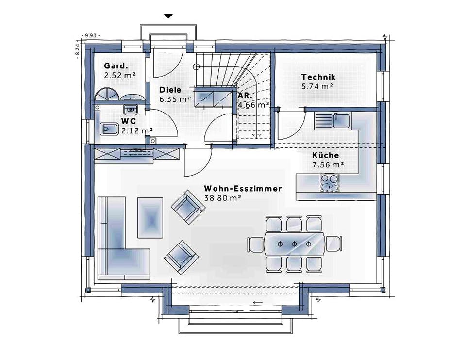 Fertighaus Family Emotion von Vario-Haus - Deutschland Schlüsselfertig ab 376930€, Satteldach-Klassiker Grundriss 1