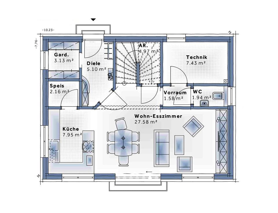 Fertighaus Family Flex von Vario-Haus - Deutschland Schlüsselfertig ab 361890€, Cubushaus Grundriss 1