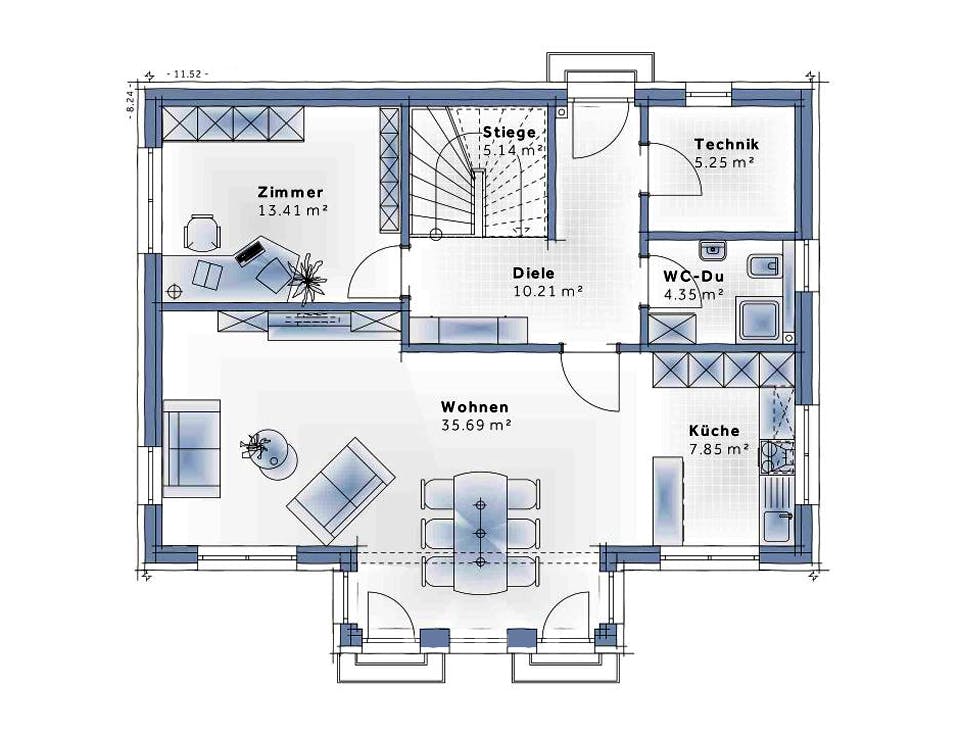 Fertighaus Family Life von Vario-Haus - Deutschland Schlüsselfertig ab 417280€, Stadtvilla Grundriss 1