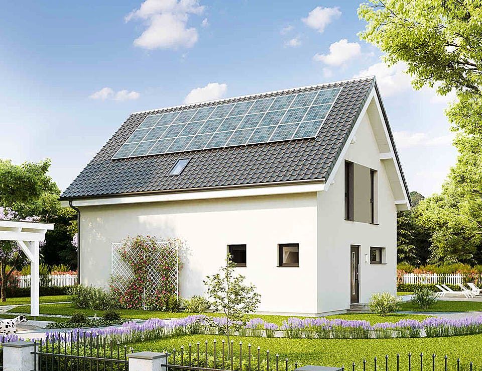 Fertighaus Family Open von Vario-Haus - Deutschland Schlüsselfertig ab 379680€, Satteldach-Klassiker Außenansicht 1