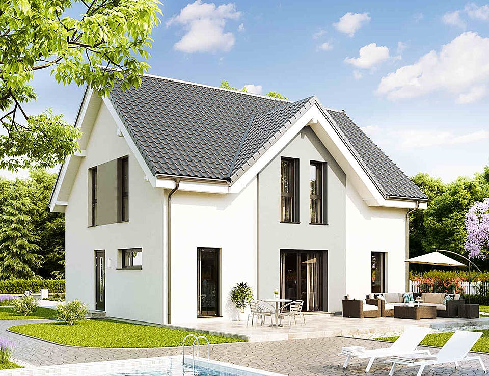 Fertighaus Family Open von Vario-Haus - Deutschland Schlüsselfertig ab 379680€, Satteldach-Klassiker Außenansicht 2