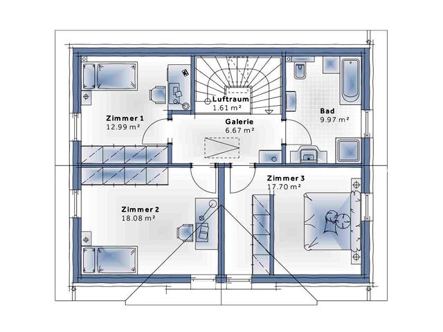 Fertighaus Family Open von Vario-Haus - Österreich Schlüsselfertig ab 312300€, Satteldach-Klassiker Grundriss 2