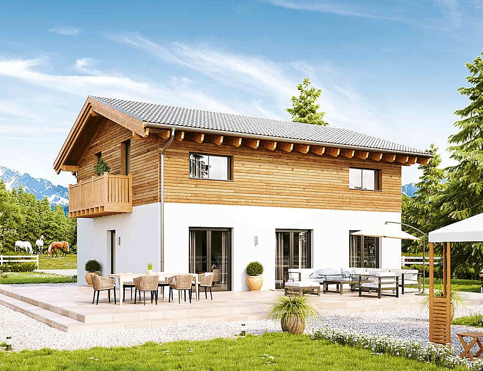 Fertighaus New Design Novum von Vario-Haus - Deutschland Schlüsselfertig ab 432350€, Satteldach-Klassiker Außenansicht 1