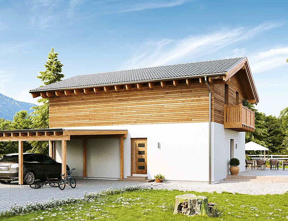 Fertighaus New Design Novum von Vario-Haus - Deutschland Schlüsselfertig ab 432350€, Satteldach-Klassiker Außenansicht 2