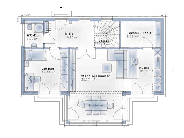 Fertighaus New Design Solair von Vario-Haus - Deutschland Schlüsselfertig ab 455610€, Cubushaus Grundriss 1