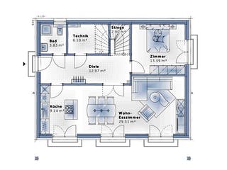 Fertighaus New Design Sunrise von Vario-Haus - Österreich Schlüsselfertig ab 441230€, Cubushaus Grundriss 1