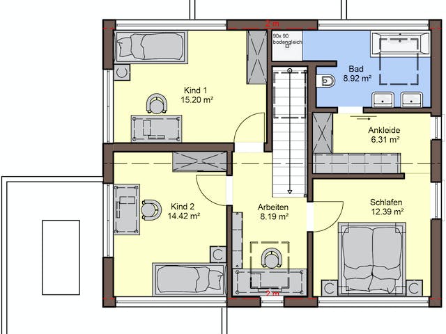 Fertighaus Vitalis 135 von Büdenbender Hausbau, Satteldach-Klassiker Grundriss 2