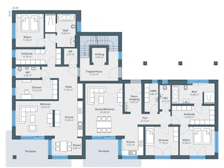 Fertighaus Mehrgenerationenhaus mit 4 Mietwohnungen von WeberHaus - Mehrfamilienhäuser, Cubushaus Grundriss 1