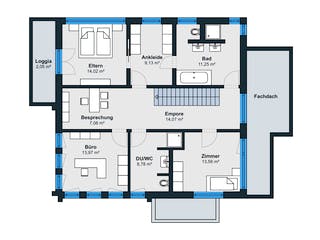 Fertighaus Ausstellungshaus Fellbach Stadtvilla von WeberHaus Schlüsselfertig ab 525000€, Stadtvilla Grundriss 2