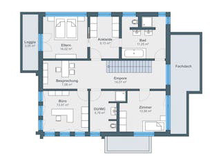 Fertighaus Ausstellungshaus Fellbach Stadtvilla von WeberHaus Schlüsselfertig ab 525000€, Stadtvilla Grundriss 2
