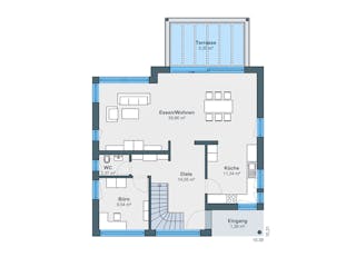 Fertighaus Ausstellungshaus Mannheim Balance 250 von WeberHaus Schlüsselfertig ab 410000€, Satteldach-Klassiker Grundriss 1
