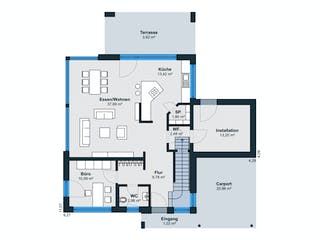 Fertighaus Ausstellungshaus Rheinau-Linx CityLife 700 von WeberHaus Schlüsselfertig ab 456000€, Cubushaus Grundriss 1