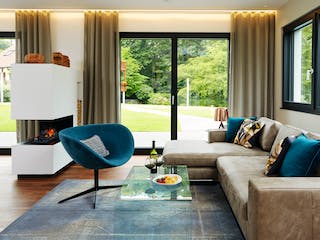 Fertighaus Ausstellungshaus Rheinau-Linx Jubiläumshaus von WeberHaus Schlüsselfertig ab 695000€, Pultdachhaus Innenansicht 1