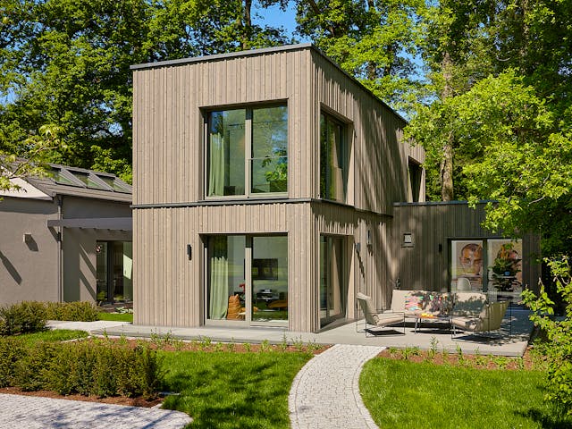 Fertighaus Option mit Anbaumodul von WeberHaus Schlüsselfertig ab 289500€, Cubushaus Außenansicht 1