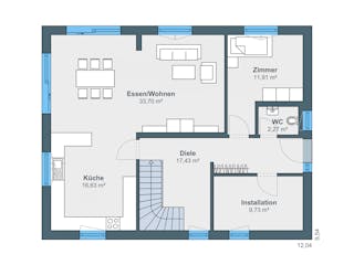 Fertighaus Kundenhaus Balance 300 von WeberHaus Schlüsselfertig ab 388300€, Satteldach-Klassiker Grundriss 1