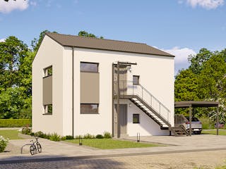 Fertighaus newLife mit zwei Wohneinheiten von WeberHaus Schlüsselfertig ab 420060€, Satteldach-Klassiker Außenansicht 2