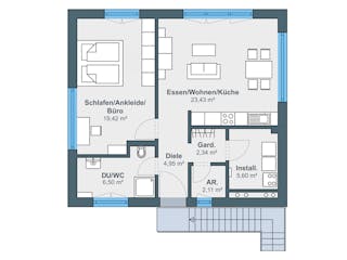Fertighaus newLife mit zwei Wohneinheiten von WeberHaus Schlüsselfertig ab 420060€, Satteldach-Klassiker Grundriss 2