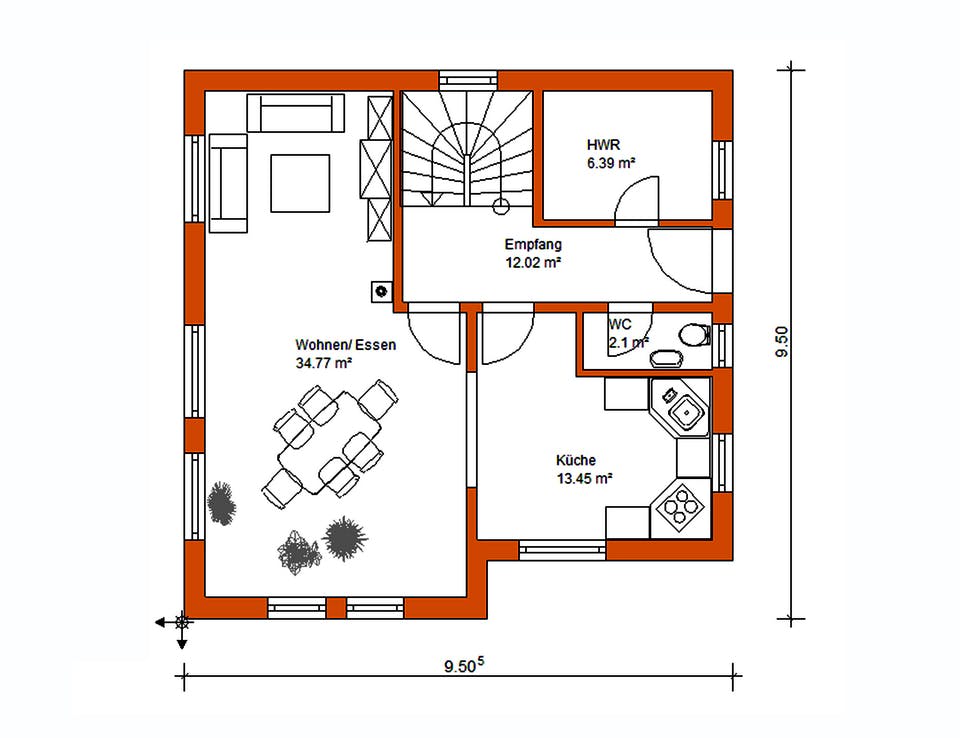 Massivhaus Einfamilienhaus 325 von WEIOTT-Massiv-Haus, Satteldach-Klassiker Grundriss 1