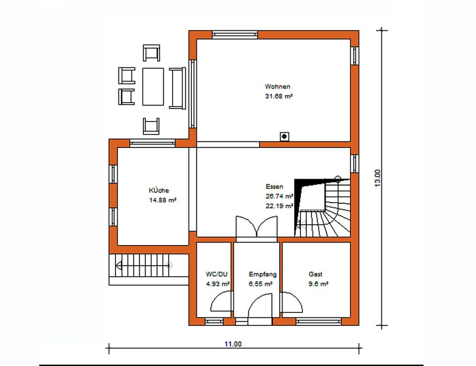 Massivhaus Stadtvilla 326 von WEIOTT-Massiv-Haus, Stadtvilla Grundriss 1