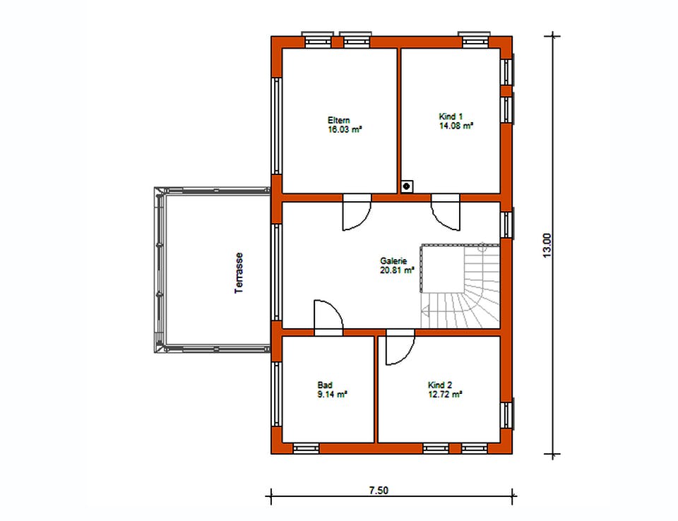 Massivhaus Stadtvilla 326 von WEIOTT-Massiv-Haus, Stadtvilla Grundriss 2