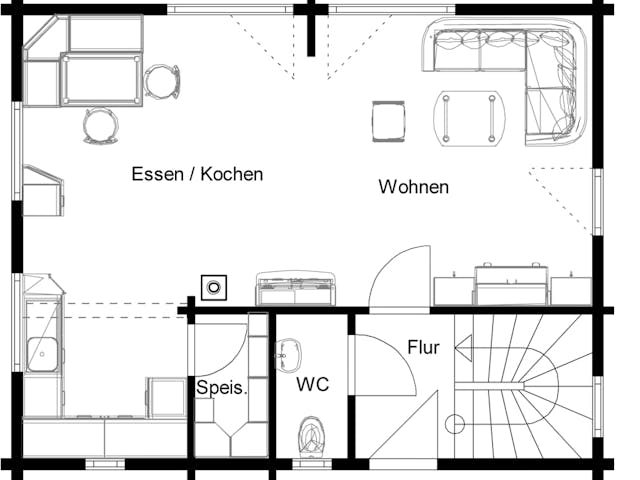 Blockhaus Wolfenbrück von Rems-Murr-Holzhaus Ausbauhaus ab 220880€, Blockhaus Grundriss 1