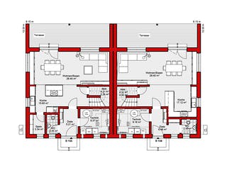 Fertighaus EDITION D 133/134 von WOLF-HAUS Schlüsselfertig ab 401842€, Satteldach-Klassiker Grundriss 1