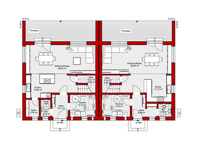 Fertighaus EDITION D 133/134 von Wolf-Haus Schlüsselfertig ab 401842€, Satteldach-Klassiker Grundriss 1