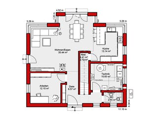 Fertighaus EDITION E 168 von WOLF-HAUS Schlüsselfertig ab 432058€, Satteldach-Klassiker Grundriss 1