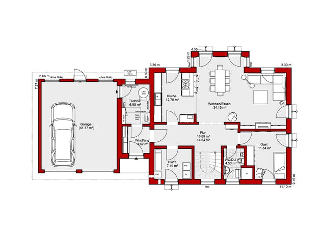 Fertighaus EDITION S 174 von Wolf-Haus Schlüsselfertig ab 458801€, Stadtvilla Grundriss 1