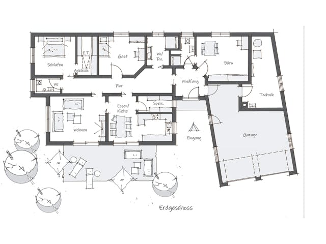 Fertighaus Bungalow Individuell von Wolf System, Bungalow Grundriss 1