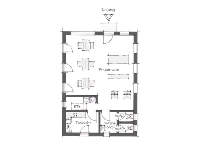 Fertighaus Einfamilienhaus mit Friseursalon von Wolf System, Pultdachhaus Grundriss 2