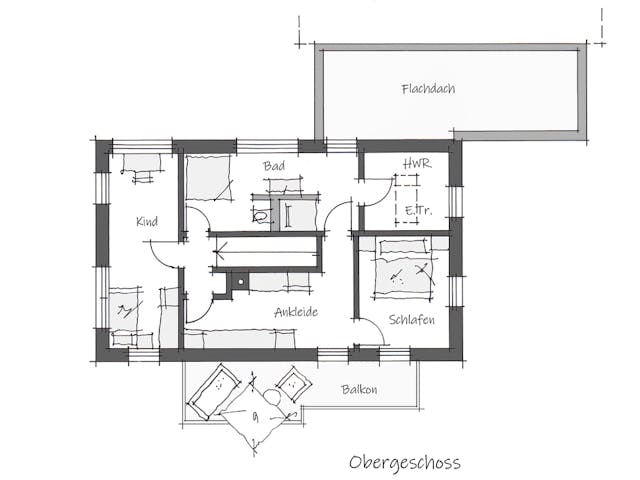 Fertighaus Einfamilienhaus mit Friseursalon von Wolf System, Pultdachhaus Grundriss 3