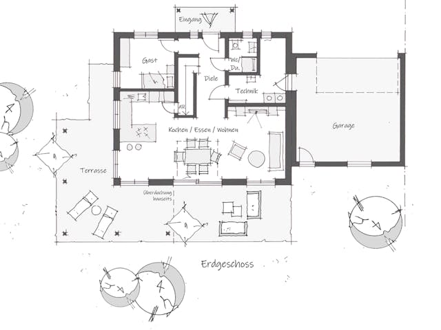 Fertighaus Einfamilienhaus Niederbayern von Wolf System, Stadtvilla Grundriss 1