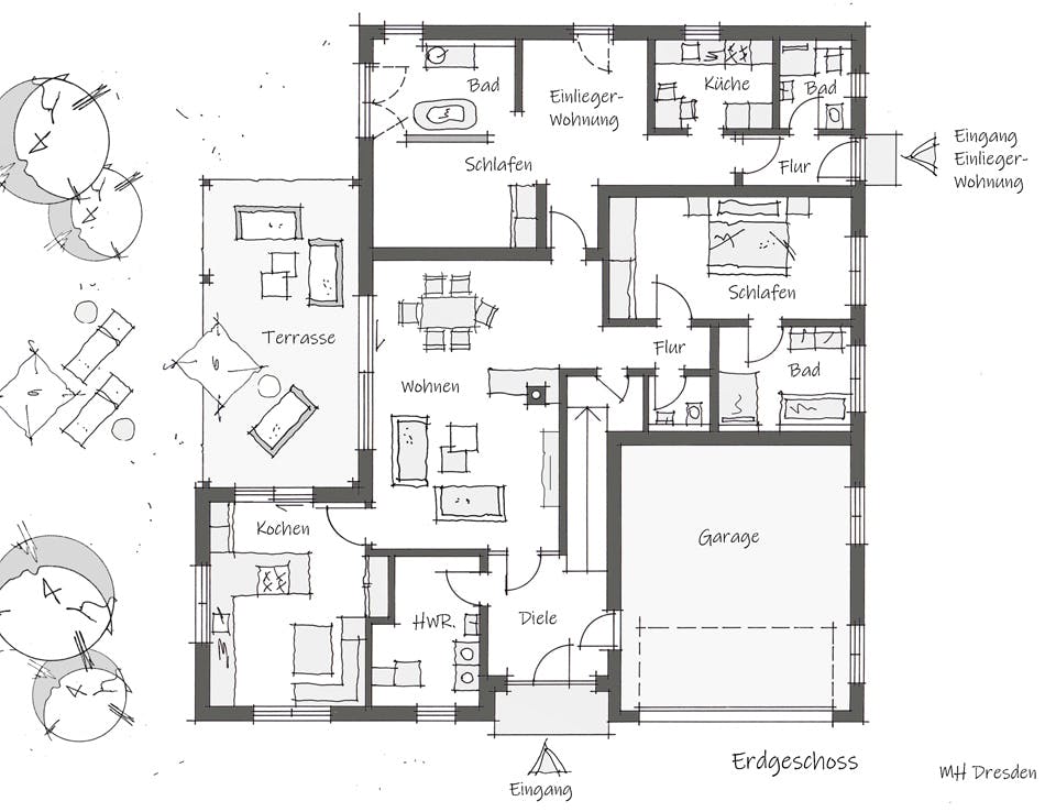 Fertighaus Musterhaus Dresden von Wolf System, Stadtvilla Grundriss 1