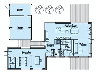 Fertighaus Wriedt von Bau-Fritz Schlüsselfertig ab 540000€, Satteldach-Klassiker Grundriss 1