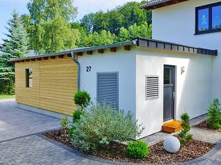 Fertighaus Haus Bretten von Wiese und Heckmann, Satteldach-Klassiker Außenansicht 5