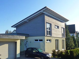 Fertighaus Haus Oberosterer von Wiese und Heckmann, Pultdachhaus Außenansicht 2