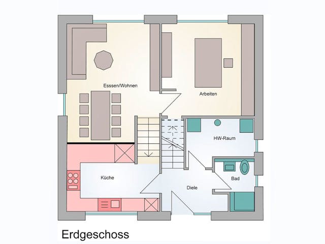 Fertighaus Haus Trojan von Wiese und Heckmann, Cubushaus Grundriss 1
