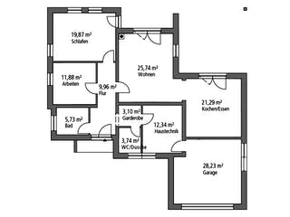 Massivhaus Bungalow BGL 114 von Ytong Bausatzhaus, Bungalow Grundriss 1