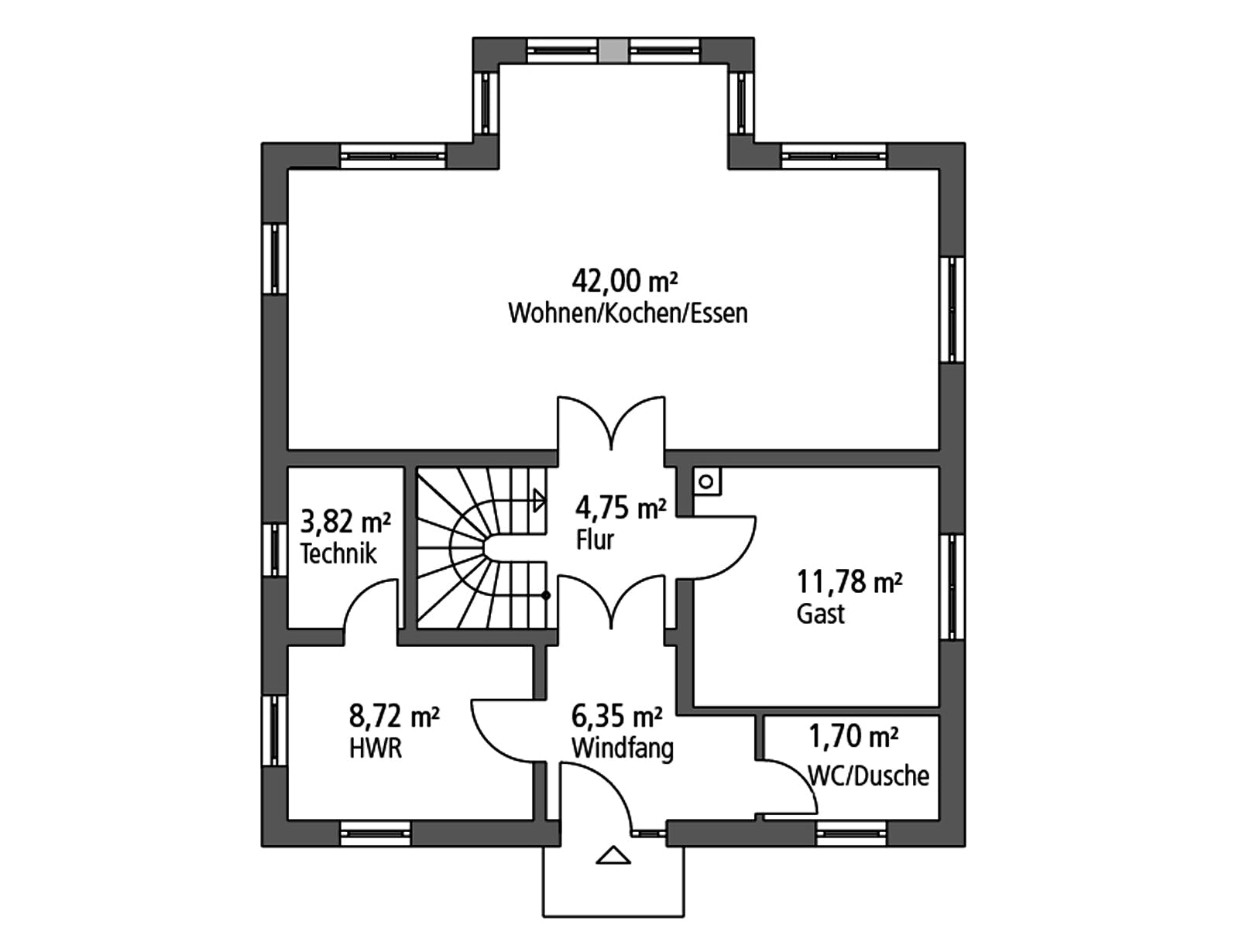 Massivhaus Stadtvilla STV 157 von Ytong Bausatzhaus, Stadtvilla Grundriss 1