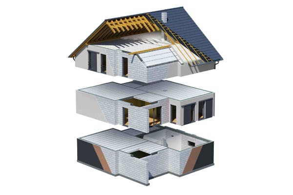 Modell eines Ytong Bausathauses mit Beschreibung