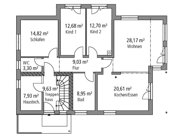 Massivhaus Zweifamilienhaus ZFH 244 von Ytong Bausatzhaus, Satteldach-Klassiker Grundriss 1
