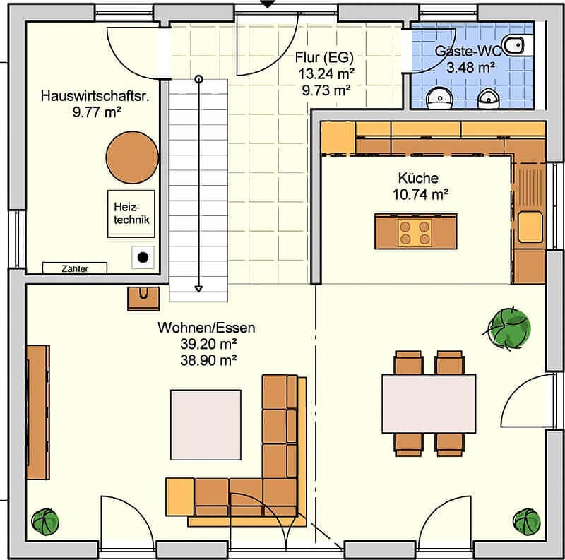 Fertighaus Mediol von Fingerhut Haus Schlüsselfertig ab 429063€, Stadtvilla Grundriss 1