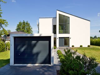 Fertighaus Kundenhaus Jonas von Witt Zimmerei, Pultdachhaus Außenansicht 3