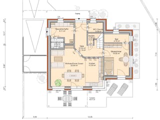 Fertighaus Stadthaus Klassisch von Zimmerer-Profibau Schlüsselfertig ab 510000€, Satteldach-Klassiker Grundriss 1